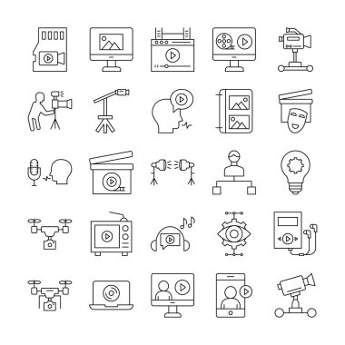 Video çekimi ve çekim ekipmanları Vector simgeleri her bir simgeyi kolayca düzenleyebilir ya da düzenleyebilir