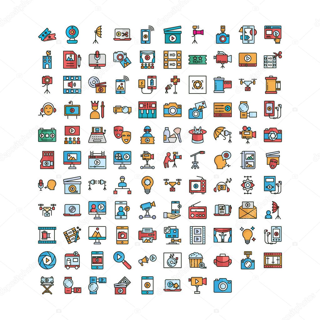Video shoot and shooting equipment Vector icons pack every single icon can easily modify or edit