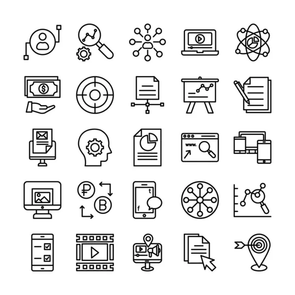 Internet Marketing Icons Set Which Can Easily Modify Edit — Stock Vector