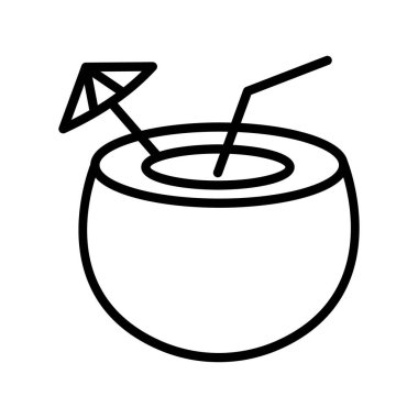 Hindistan cevizi kokteyli, izole edilmiş vektör simgesi kolayca düzenlenebilir ya da düzenlenebilir