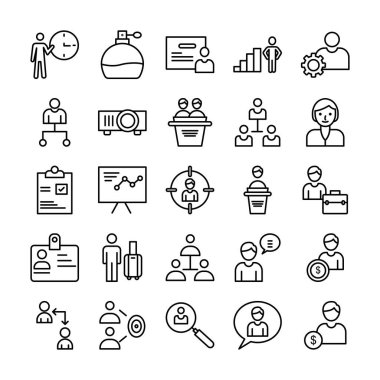 Her simgeyi kolayca düzenleyebilen ya da düzenleyebilen HR Yönetim Vektörü simgesi