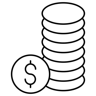 Bozuk paralar kolayca düzenleyebilen ya da düzenleyebilen izole edilmiş vektör simgesini yığın