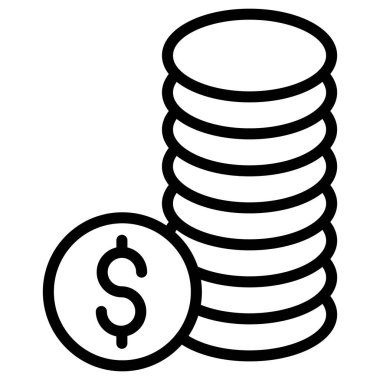 Bozuk paralar kolayca düzenleyebilen ya da düzenleyebilen izole edilmiş vektör simgesini yığın