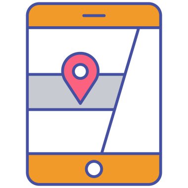 Mobil Harita İzole Vektör simgesi Kolayca düzenleyebilen veya düzenleyebilen