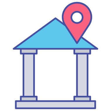 Kolayca değiştirilebilen veya düzenlenebilen banka konumu izole edilmiş Vektör simgesi