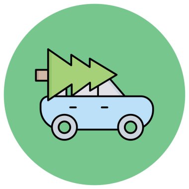 Yılbaşı Arabası İzole Vektör simgesi Kolayca düzenleyebilir veya değiştirebilir