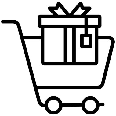 Hediye alışveriş arabası izole edilmiş Vektör simgesi kolayca değiştirilebilir veya düzenlenebilir