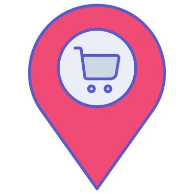 Alışveriş Pazarı konumu izole edilmiş vektör simgesi kolayca düzenlenebilir ya da değiştirilebilir