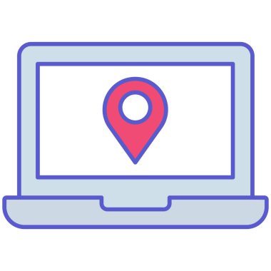 Kolayca değiştirebilen ya da düzenleyebilen izole edilmiş dizüstü bilgisayar konumu Vektör simgesi