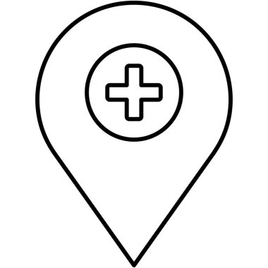 Hastane konumu izole edilmiş Vektör simgesi kolaylıkla değiştirilebilir veya düzenlenebilir