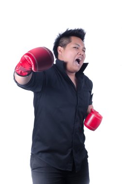 işadamı ile kırmızı Boks eldiveni
