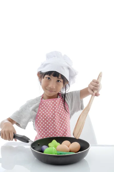 Asijské dívky, vaření — Stock fotografie