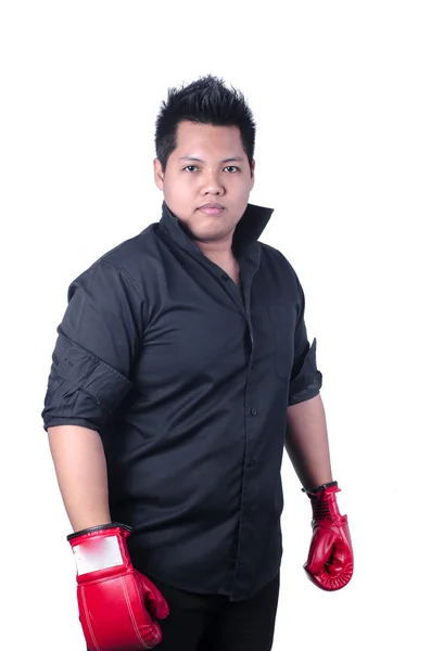 Biznesmen z czerwone Rękawice bokserskie — Zdjęcie stockowe