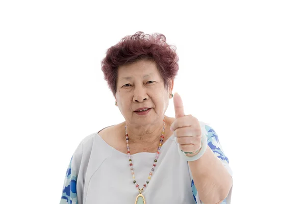 Senior woman thumbs up — Stock Photo, Image