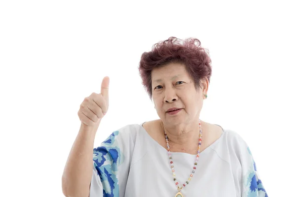 Senior woman thumbs up — Stock Photo, Image