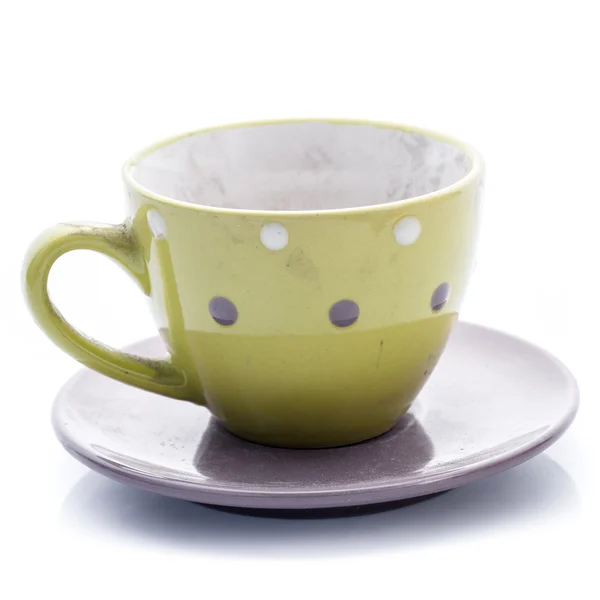 Kirli kahve fincanı toz beyaz izole — Stok fotoğraf