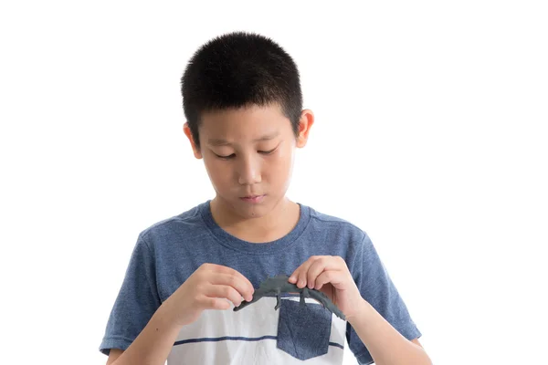 Asian boy playing clay — Stock Photo, Image