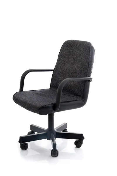 The office chair from black leather and fabric. Isolated — Stock Photo, Image