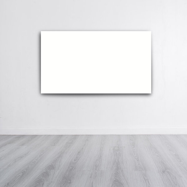 Mock up poster on White wall with wooden gray floor and copyspace for your text, product display