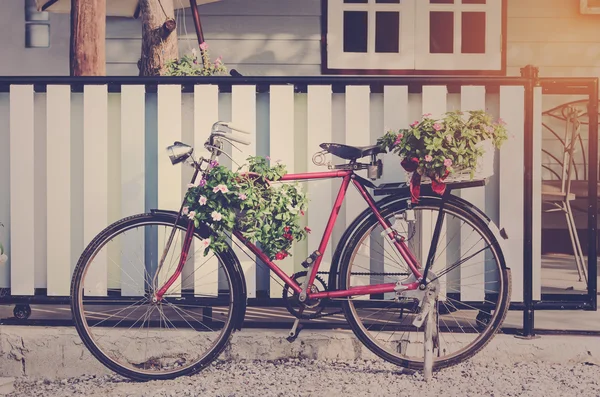 旧自行车和鲜花 — 图库照片
