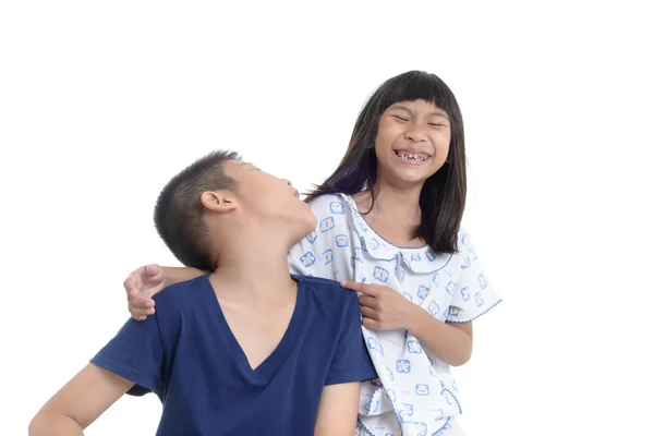 Happy Asian children on white background. — Stock Photo, Image