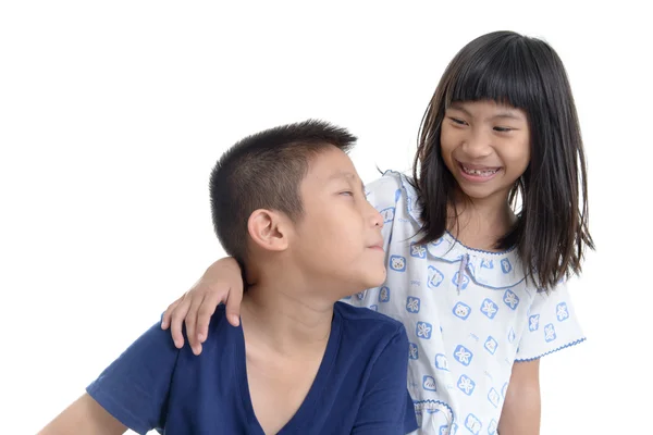 Happy Asian children on white background. — Stock Photo, Image