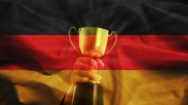 Κύπελλο τρόπαιο υφής με τη σημαία της Γερμανίας. — Φωτογραφία Αρχείου