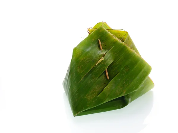 Sticky rice with steamed custard, sweet sticky rice covered by b — Stock Photo, Image