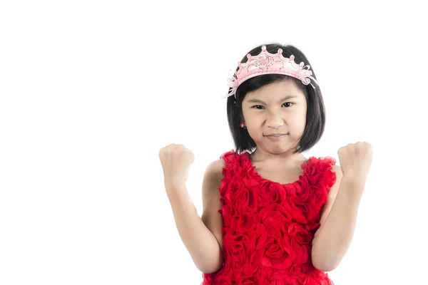 Cute Asian girl wearing hairband isolated on white. — Stock Photo, Image