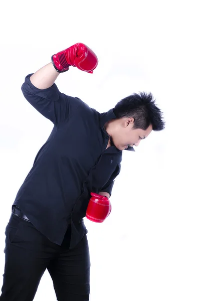 Hombre estresado con guantes — Foto de Stock