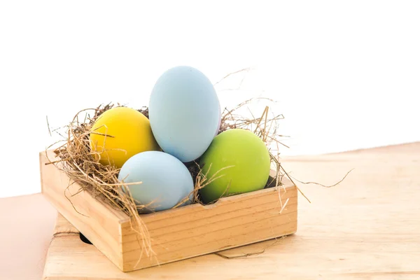 Jaja wielkanocne na drewnianym tle — Zdjęcie stockowe