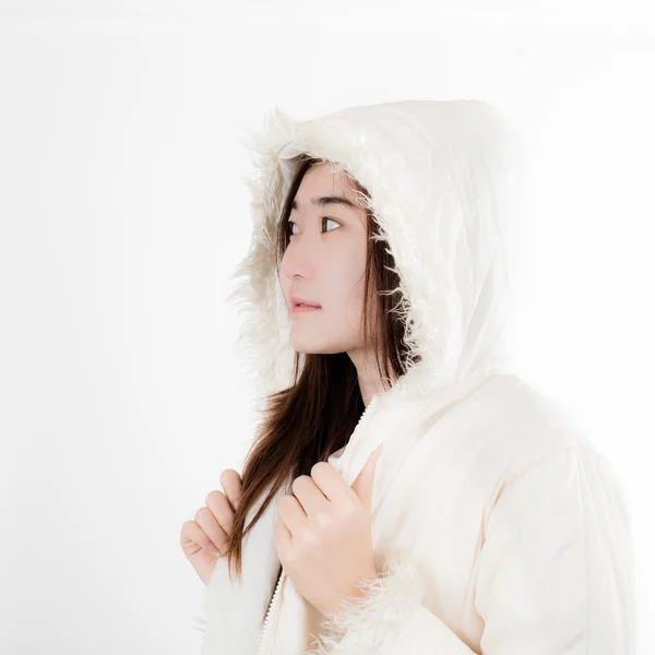 Donna con anorak invernale — Foto Stock