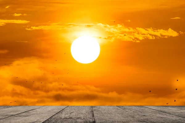 Stigande solen med små fåglar. — Stockfoto