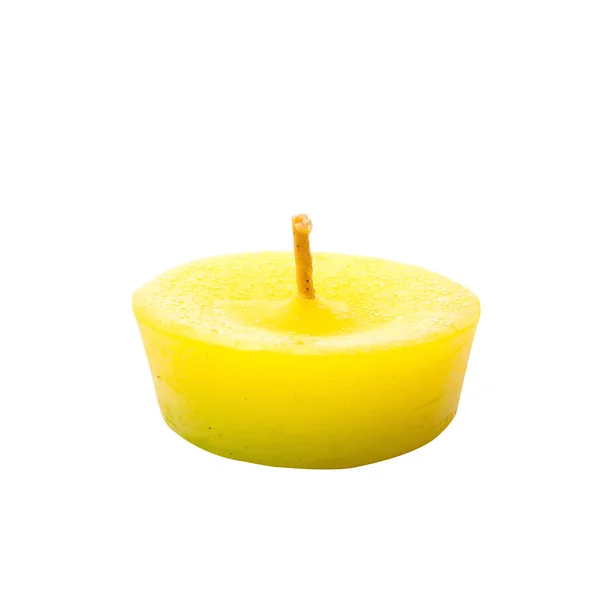 Yellow candle isolated on white background — Stock Photo, Image