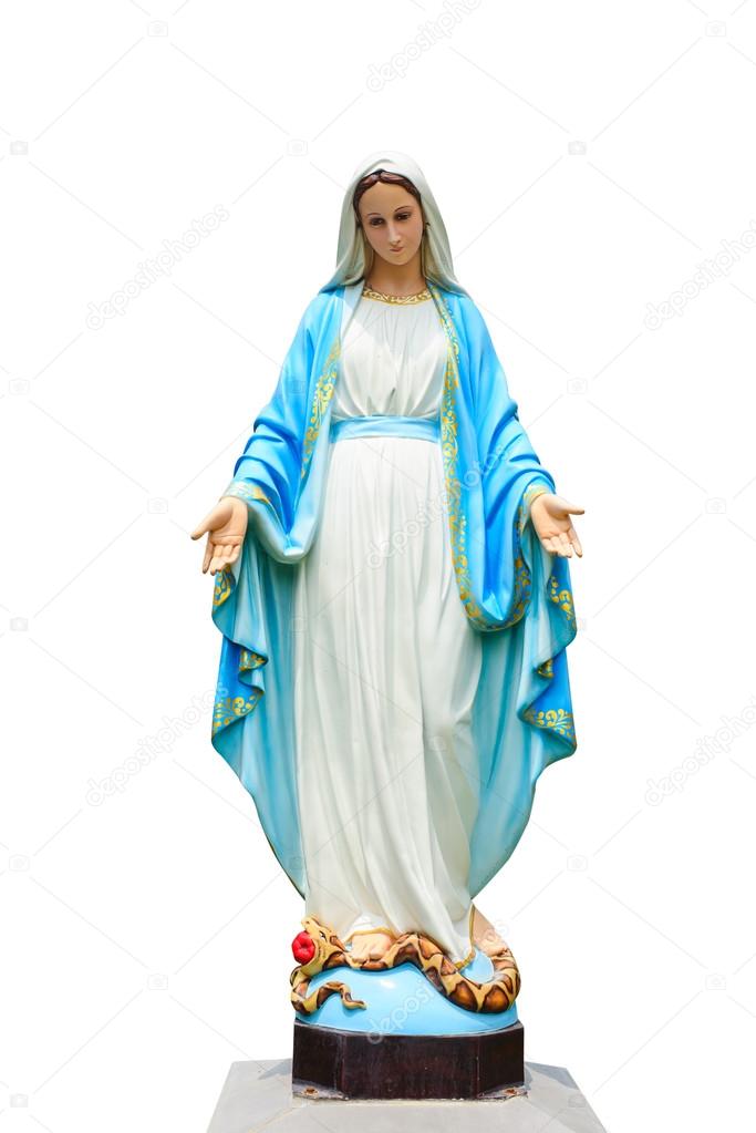 Statues of Holy Women in Roman Catholic Church isolated on white