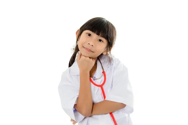 Asian girl in doctor's coat — Stock Photo, Image