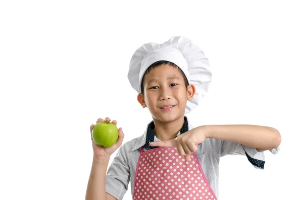 Jonge chef-kok weergegeven: apple — Stockfoto