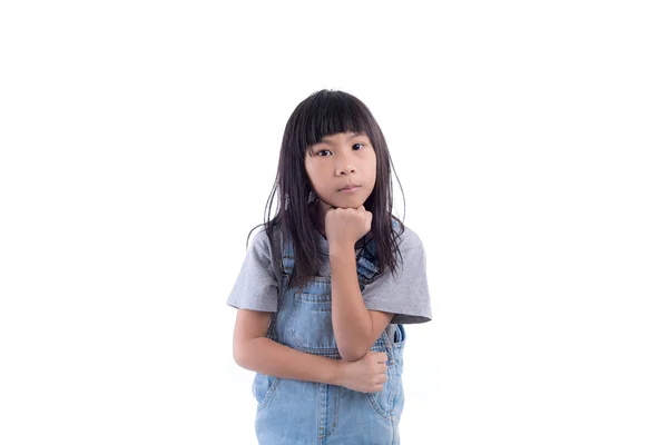 Asian girl in jeans apron — Stock Photo, Image