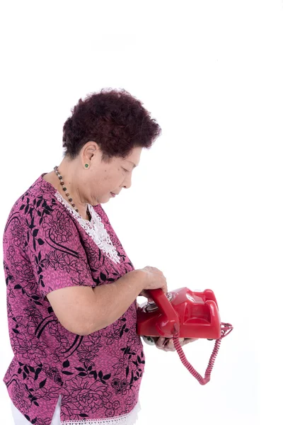 Senior woman talking on telephone — Stock Photo, Image