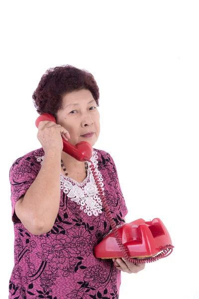 Starší žena mluvila na telefonu — Stock fotografie