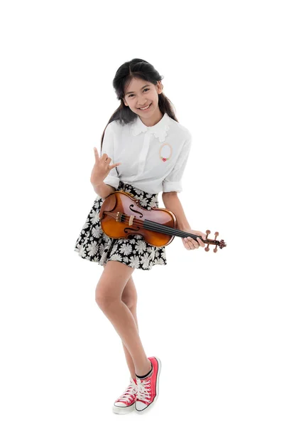 Aziatische tiener met viool — Stockfoto