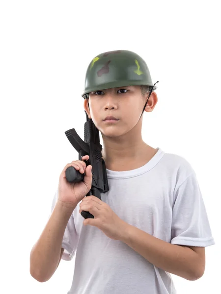 Liten pojke med pistol — Stockfoto
