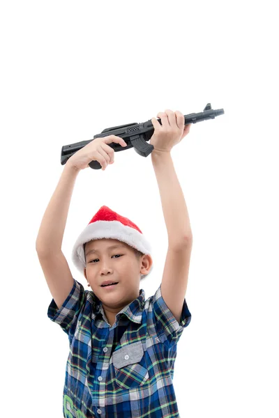 Little boy with gun — Stock Photo, Image