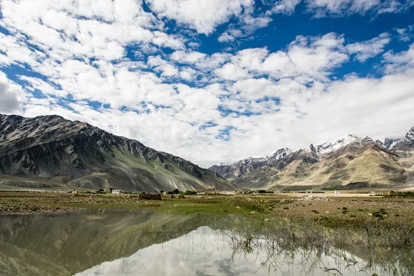 Vue de la vallée du Zanskar autour de Padum villange et grand himalayen — Photo