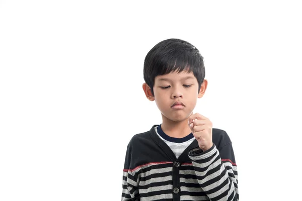 Boy looking at his fingers — Stock Photo, Image