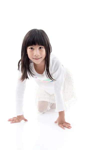 Girl lying comfortably on the floor — Stock Photo, Image