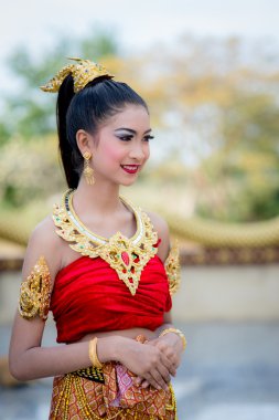 Tayland Geleneksel Kostümlü Taylandlı Kadın