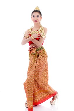 Taylandlı kadın içinde geleneksel kostüm Tayland beyaz.