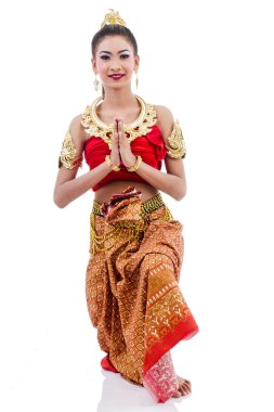 Taylandlı kadın içinde geleneksel kostüm Tayland beyaz.