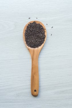 Çikolata kürek gri arka plan üzerinde.